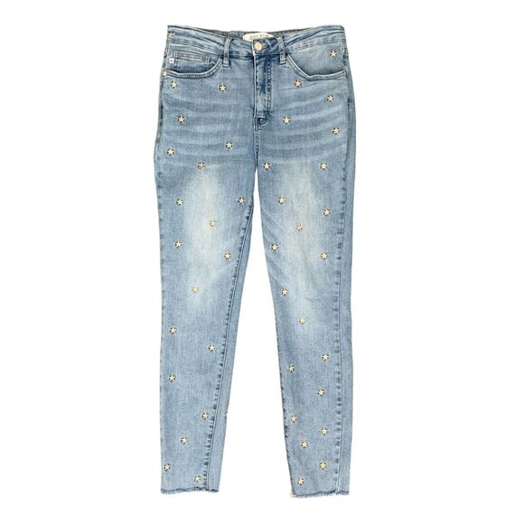 Judy Blue Jeans Womens 29 Blue Denim Ankle Skinny Fit Embroidered Star 5 Pockets - Picture 1 of 13